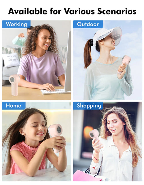 Load image into Gallery viewer, WHATOOK Portable Handheld Fan, Adjustable Mini Fan,Rechargeable Personal Fan,Digital Display,Gifts for Women Men Travel/Camping/Outdoor-Pink