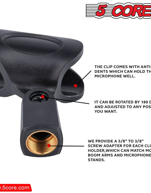 Load image into Gallery viewer, 5 Core Microphone Clip Holder 6 Pieces with Screw Adapters 5/8 to 3/8 Inch
