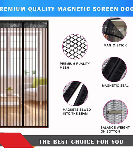 Magnetic Screen Door Easy Install Screen Door Magnetic Door Screen Pet Friendly Sliding Door Screen Door Mesh Door Screen Net for Doors Screen for Door (Polyester Screen Door 38"X83")