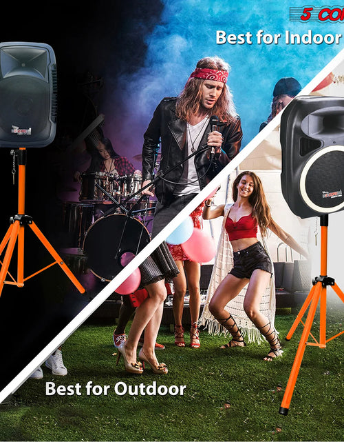 Load image into Gallery viewer, 5Core Speaker Stand Tripod Floor Short Adjustable DJ Studio Monitor Stands Pole Mount ORANGE

