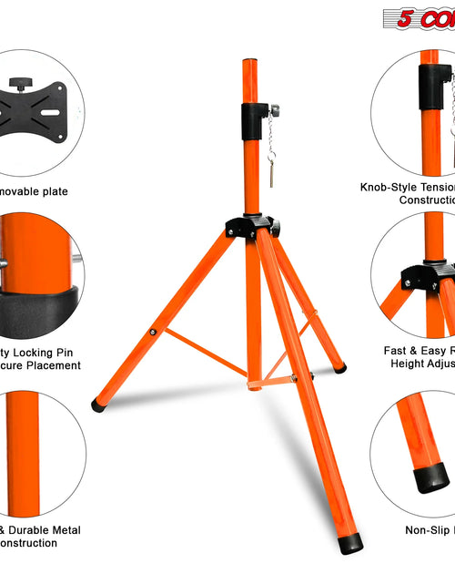 Load image into Gallery viewer, 5Core Speaker Stand Tripod Floor Short Adjustable DJ Studio Monitor Stands Pole Mount ORANGE
