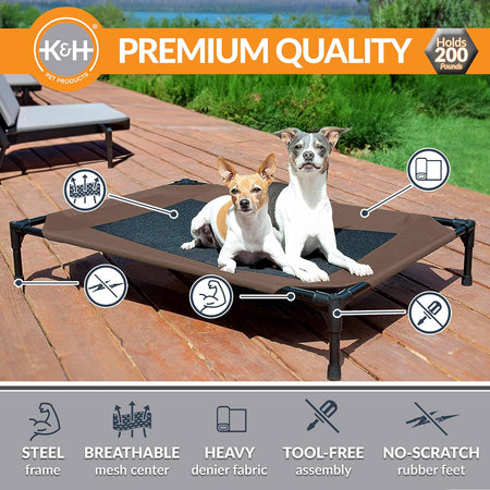 Original Pet Cot Elevated Dog Bed Chocolate/Black Mesh Large 30 X 42 X 7 Inches