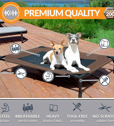 Original Pet Cot Elevated Dog Bed Chocolate/Black Mesh Large 30 X 42 X 7 Inches