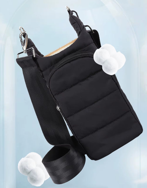Load image into Gallery viewer, Hydrocarry Puffer Tote – Adjustable Strap Water Bottle Carrier for Outdoor Travel &amp; Daily Adventures
