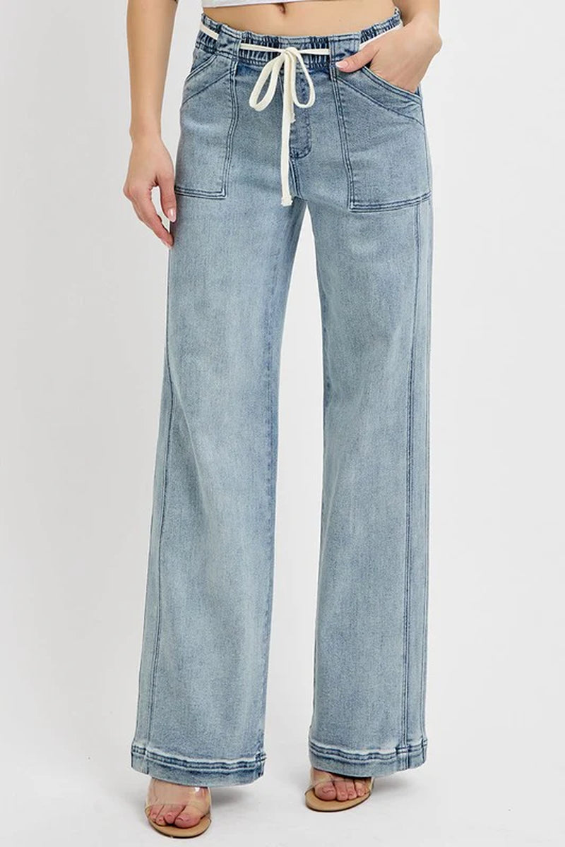 RISEN Full Size Straight Leg Jeans with Pockets plus Size