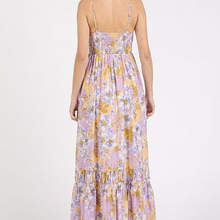 Mittoshop Floral Smocked Back Ruffled Hem Maxi Cami Dress