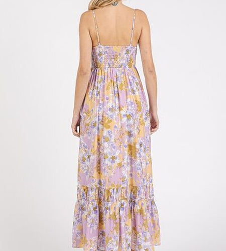 Mittoshop Floral Smocked Back Ruffled Hem Maxi Cami Dress