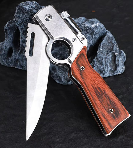 AK47 Tactical Folding Knife – Multi-Purpose Survival Blade with LED Light & Nylon Sheath