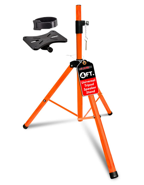 Load image into Gallery viewer, 5Core Speaker Stand Tripod Floor Short Adjustable DJ Studio Monitor Stands Pole Mount ORANGE
