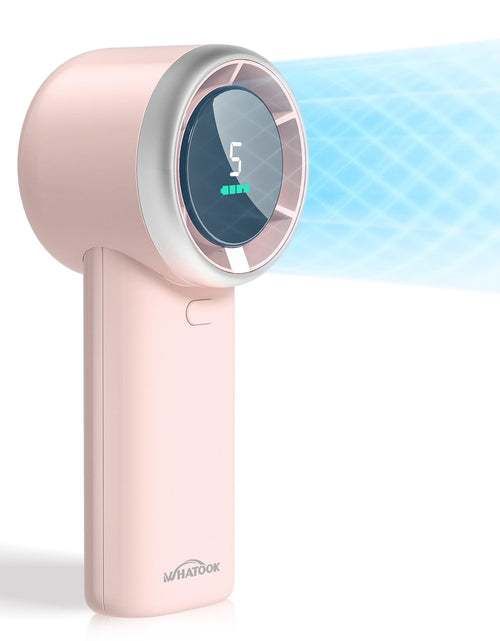 Load image into Gallery viewer, WHATOOK Portable Handheld Fan, Adjustable Mini Fan,Rechargeable Personal Fan,Digital Display,Gifts for Women Men Travel/Camping/Outdoor-Pink
