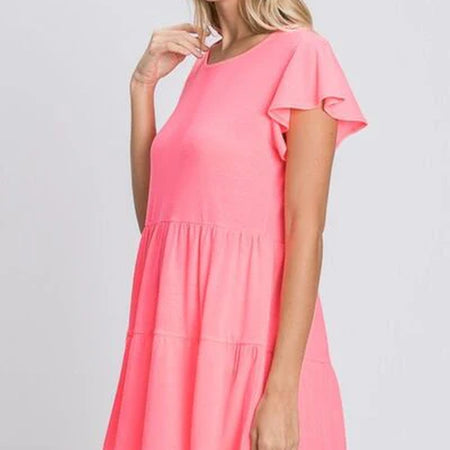 Heimish Full Size Tiered round Neck Ruffle Sleeve Top plus Size