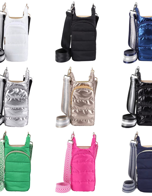 Load image into Gallery viewer, Hydrocarry Puffer Tote – Adjustable Strap Water Bottle Carrier for Outdoor Travel &amp; Daily Adventures
