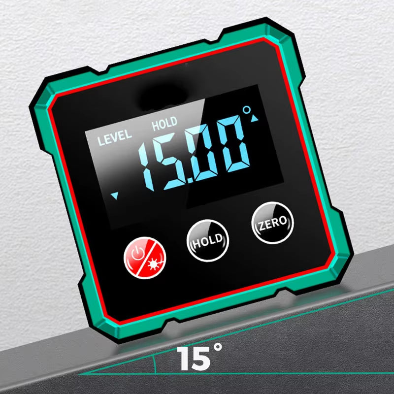 Anglemaster 360° Digital Protractor – Magnetic Laser Angle Finder with LCD Display & Inclinometer