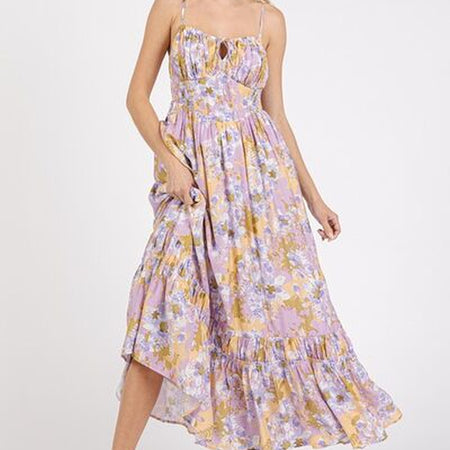 Mittoshop Floral Smocked Back Ruffled Hem Maxi Cami Dress
