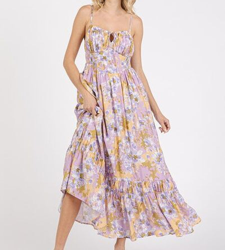 Mittoshop Floral Smocked Back Ruffled Hem Maxi Cami Dress