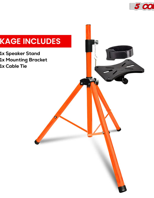 Load image into Gallery viewer, 5Core Speaker Stand Tripod Floor Short Adjustable DJ Studio Monitor Stands Pole Mount ORANGE
