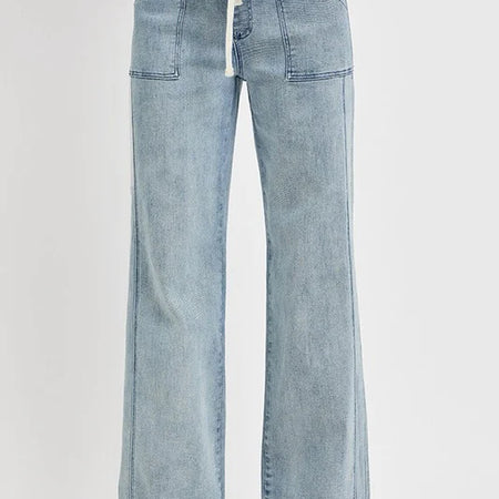 RISEN Full Size Straight Leg Jeans with Pockets plus Size