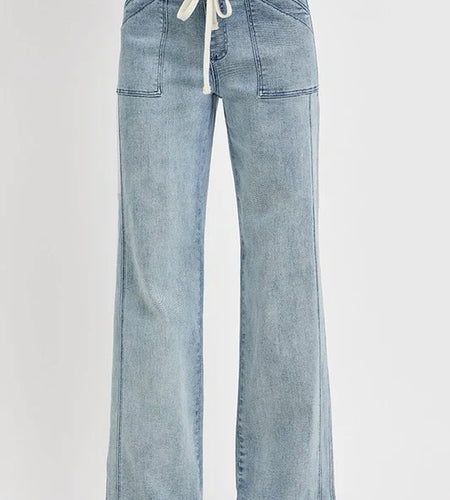 RISEN Full Size Straight Leg Jeans with Pockets plus Size