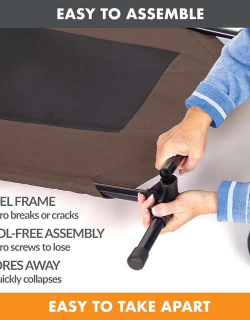 Load image into Gallery viewer, Original Pet Cot Elevated Dog Bed Chocolate/Black Mesh Large 30 X 42 X 7 Inches

