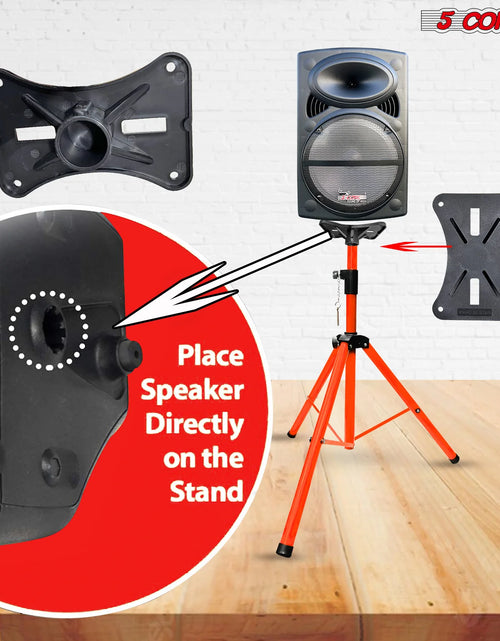 Load image into Gallery viewer, 5Core Speaker Stand Tripod Floor Short Adjustable DJ Studio Monitor Stands Pole Mount ORANGE
