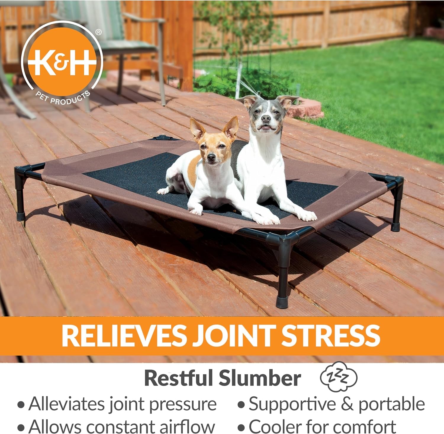 Original Pet Cot Elevated Dog Bed Chocolate/Black Mesh Large 30 X 42 X 7 Inches