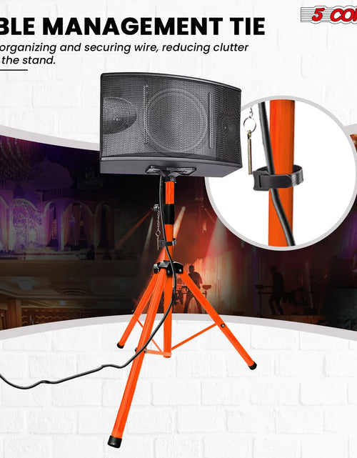Load image into Gallery viewer, 5Core Speaker Stand Tripod Floor Short Adjustable DJ Studio Monitor Stands Pole Mount ORANGE
