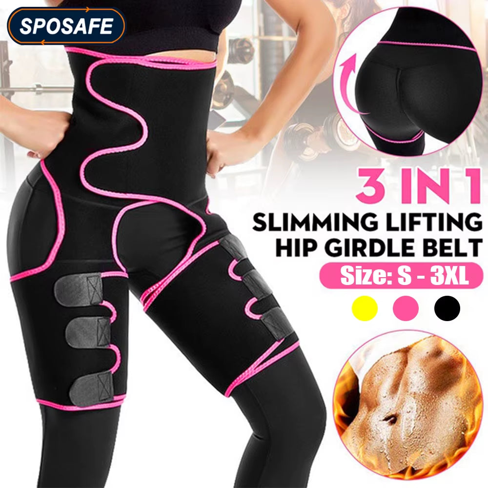 Body 3-In-1 Waist and Thigh Trimmer for Women Weight Loss Butt Lifter Waist Trainer Slimming Support Belt Hip Raise Shapewear