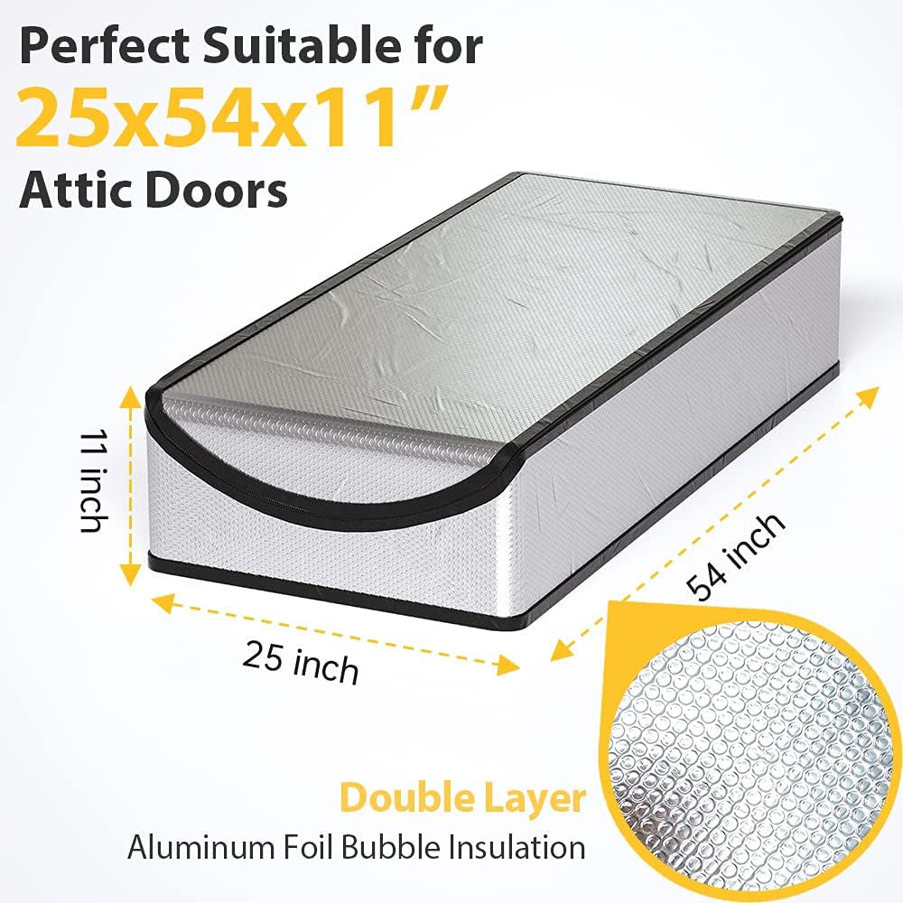 Attic Stairs Insulation Cover 25"X54"X11", Attic Door Insulation Cover, R-Value 15.5 Attic Hatch Insulation, Class a Fireproof Attic Tent Ladder Insulation Cover Kit