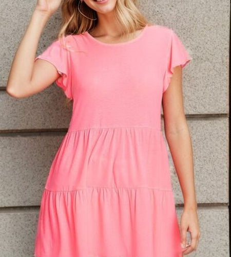 Heimish Full Size Tiered round Neck Ruffle Sleeve Top plus Size